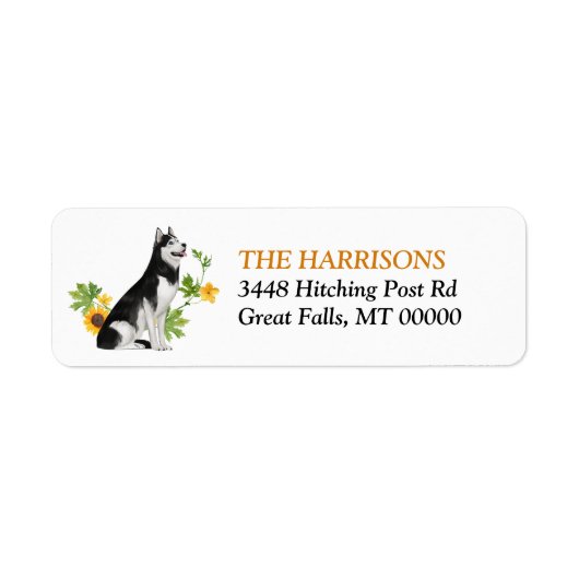 Zonnebloem Siberian Husky Dog Label (Voorkant)