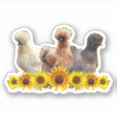 Zonnebloem Silkie Bantam Kip Trio Sticker (Voorkant)
