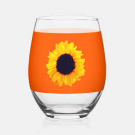 Zonnebloem Sinaasappel Geel Bloemen Drinkware Set Wijnglas Zonder Voet
