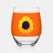 Zonnebloem Sinaasappel Geel Bloemen Drinkware Set Wijnglas Zonder Voet (Achterkant)
