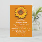Zonnebloem sinaasappel geel bruiloft uitnodigingen (Staand voorkant)
