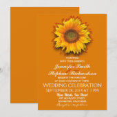 Zonnebloem sinaasappel geel bruiloft uitnodigingen (Voorkant / Achterkant)