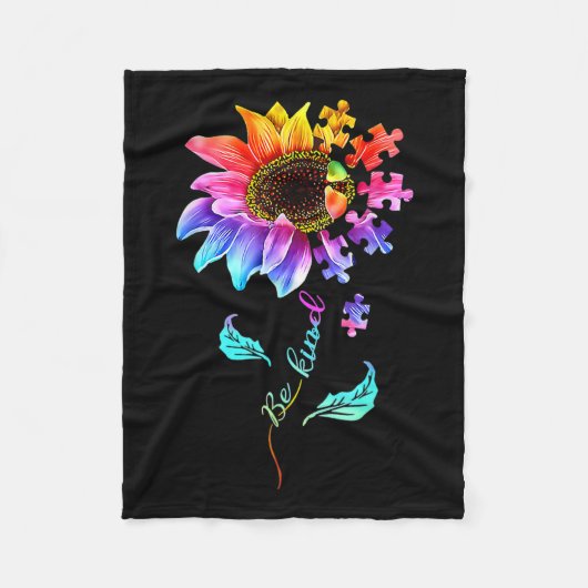 Zonnebloem Sint Puzzle Piece Autisme Mo Fleece Deken (Voorkant)