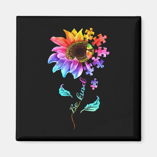 Zonnebloem Sint Puzzle Piece Autisme Mo Magneet (Voorkant)