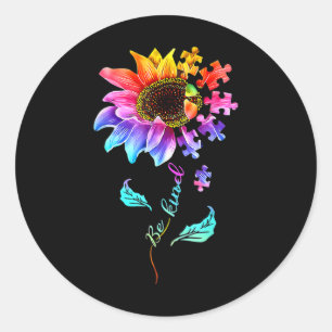 Zonnebloem Sint Puzzle Piece Autisme Mo Ronde Sticker