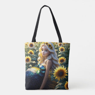 Zonnebloem Siren: Bloeien in Iridescence Tote Bag