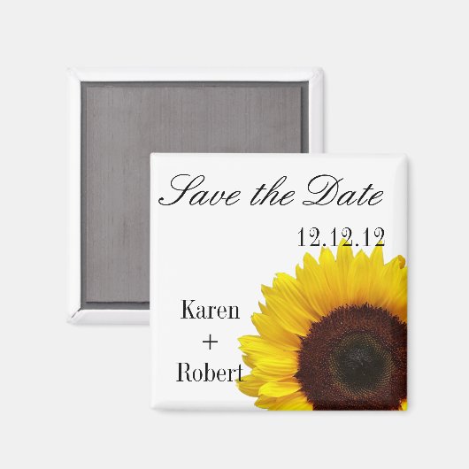 Zonnebloem: sla de datum op magneet (Voorkant / Achterkant)