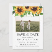 Zonnebloem Sla de datum op met fotokaart Save The Date (Voorkant)