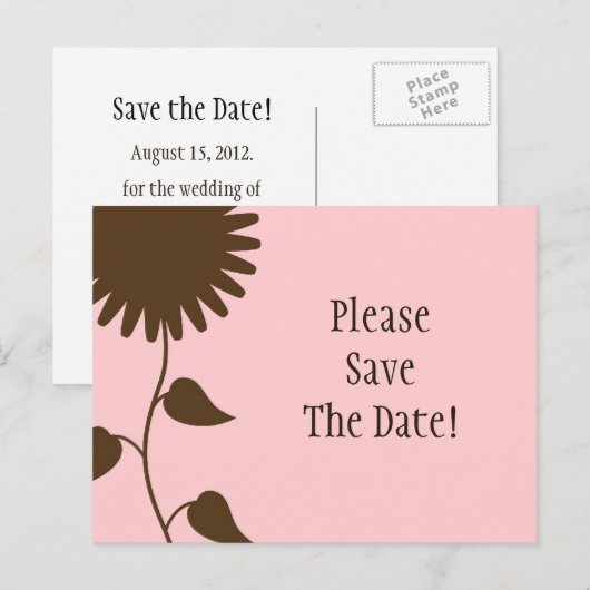 Zonnebloem Sla het Briefkaart Datum op Roze op (Voorkant / Achterkant)