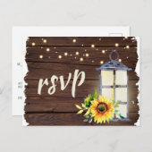 Zonnebloem Slaglantaarn Rustic Wood RSVP Uitnodiging Briefkaart (Voorkant / Achterkant)