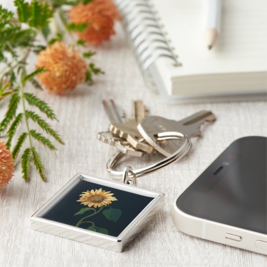 Zonnebloem Sleutelhanger (Zijkant)