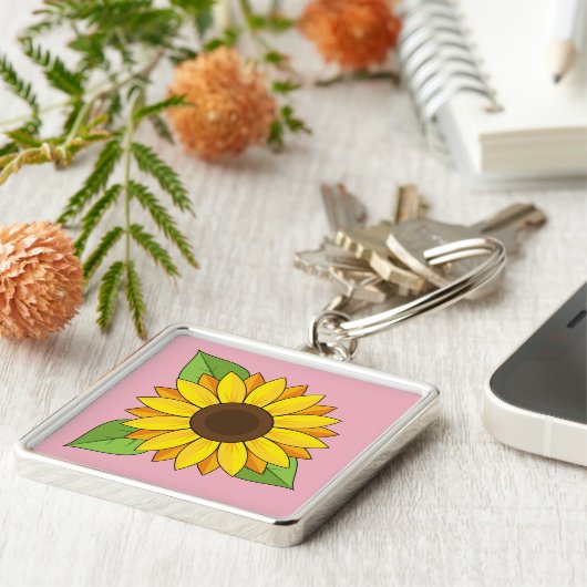 Zonnebloem Sleutelhanger (Zijkant)