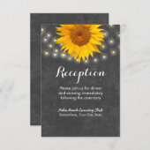 Zonnebloem & Slingerlichten Krijtbord Ontvangst Informatiekaartje (Voorkant / Achterkant)
