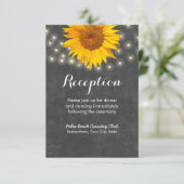 Zonnebloem & Slingerlichten Krijtbord Ontvangst Informatiekaartje (Staand voorkant)