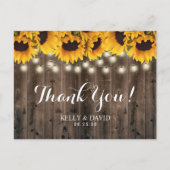 Zonnebloem Slingerlichten Landelijke Trouwdag Beda Briefkaart (Voorkant)