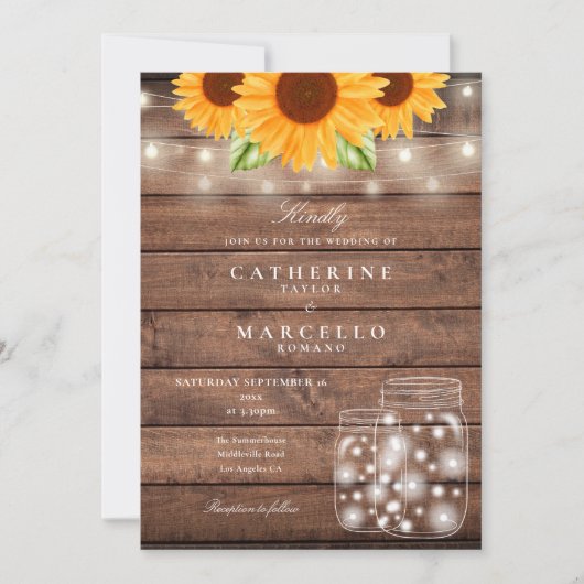 Zonnebloem Slingerlichten Metselwerkpot Rustische  Kaart (Voorkant)