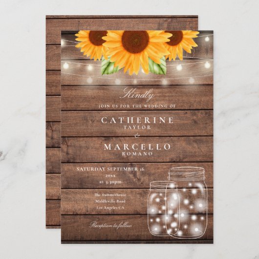 Zonnebloem Slingerlichten Metselwerkpot Rustische  Kaart (Voorkant / Achterkant)