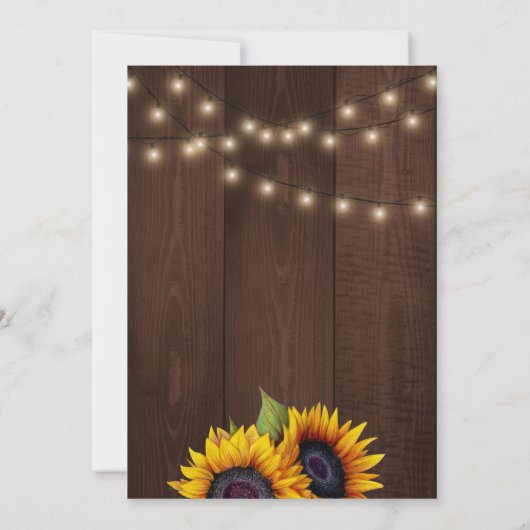 Zonnebloem slingerlichten trendy herfst bruiloft kaart (Achterkant)