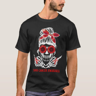 Zonnebloem Slordige Knot Schedel Rode Lint Bloedka T-shirt