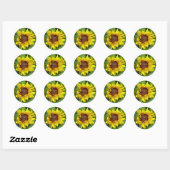 Zonnebloem Sluiten Ronde Sticker (Vel)