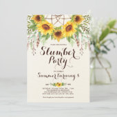 Zonnebloem Slumber Boho Sleepover Birthday Kaart (Staand voorkant)