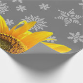 Zonnebloem Sneeuwvlokken Grijs Mat Inpakpapier (Hoek)