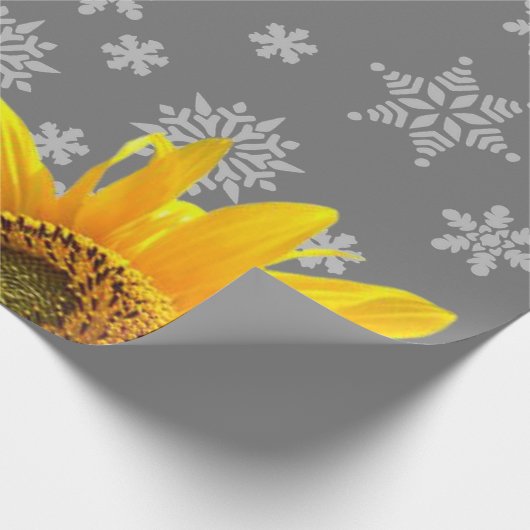 Zonnebloem Sneeuwvlokken Grijs Mat Inpakpapier (Hoek)