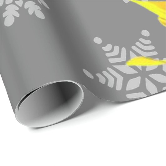 Zonnebloem Sneeuwvlokken Grijs Mat Inpakpapier (Rol Hoek)