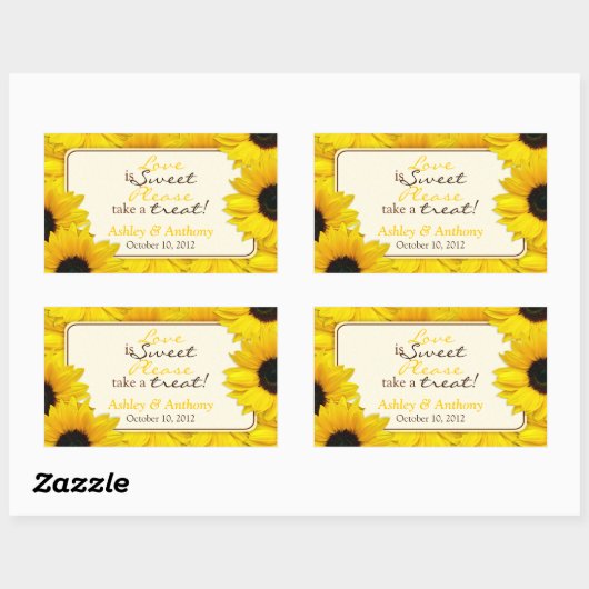 Zonnebloem Snoep Buffet Bruiloft Stickers (Vel)