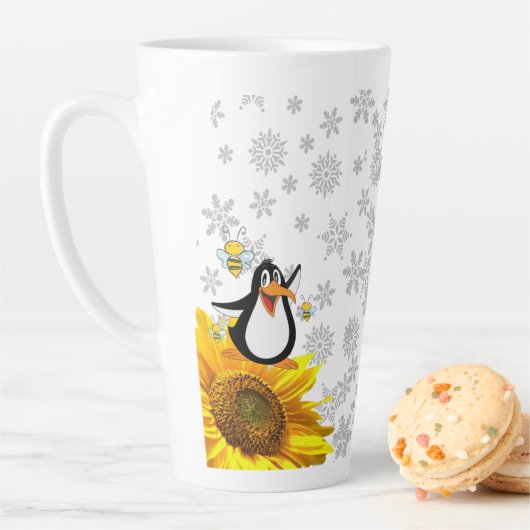 Zonnebloem Snowflakes Penguin Bumblebee Latte Mok (In situ)