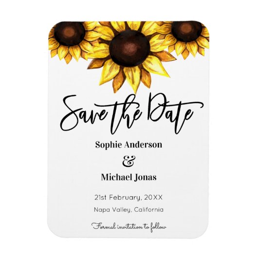 Zonnebloem Sparen de Datum Geel Wit Magneet (Verticaal)