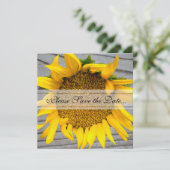 Zonnebloem Sparen de Datum met barnwood Save The Date (Staand voorkant)