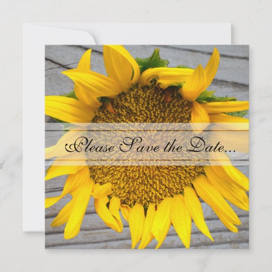 Zonnebloem Sparen de Datum met barnwood Save The Date (Voorkant)