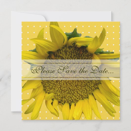 Zonnebloem sparen de Datum met stippen Save The Date (Voorkant)