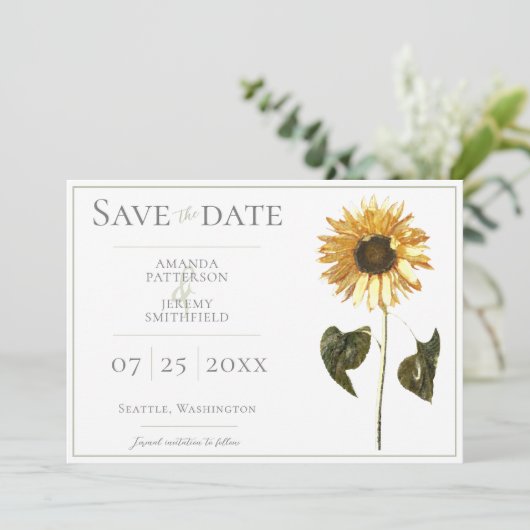 Zonnebloem sparen de Datum Save The Date (Staand voorkant)