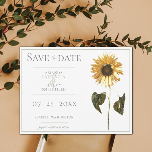 Zonnebloem sparen de Datum Save The Date