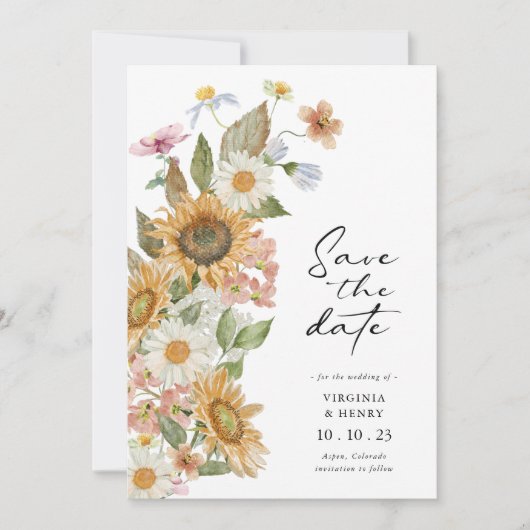 Zonnebloem sparen de Datum Save The Date (Voorkant)