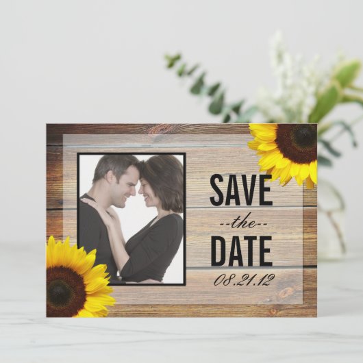 Zonnebloem Sparen de uitnodiging van de Datum (Staand voorkant)