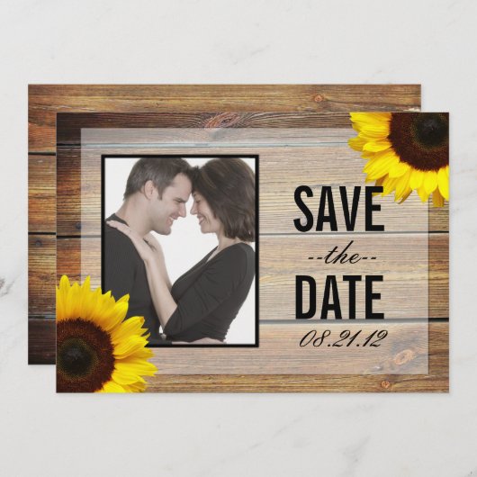 Zonnebloem Sparen de uitnodiging van de Datum (Voorkant / Achterkant)