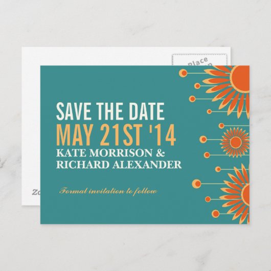 Zonnebloem, sparen het Briefkaart van de Datum (Voorkant / Achterkant)