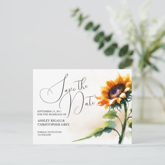 Zonnebloem sparen het Briefkaart van de Datum (Staand voorkant)