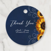 Zonnebloem Sparkle Blue Rustieke Glam Vrijgezellen Bedankjes Labels (Voorkant)