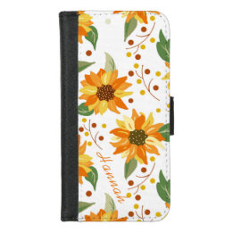 Zonnebloem, speciaal aangepast iPhone 8/7 portemonnee hoesje