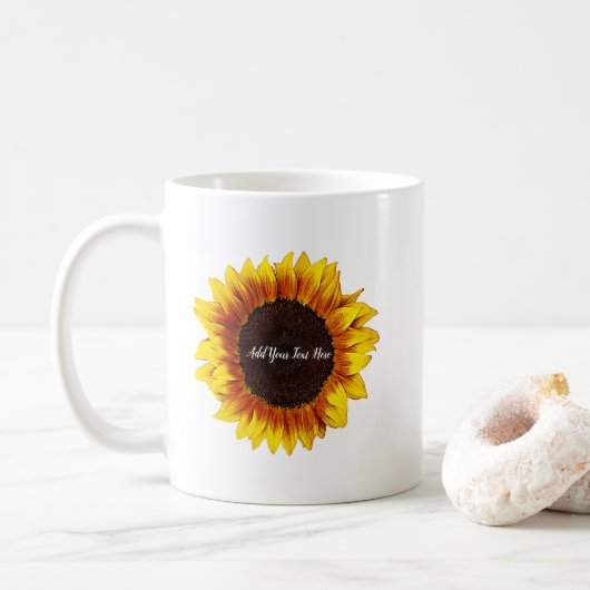 Zonnebloem, speciaal aangepast koffiemok (Met donut)