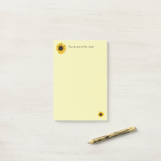 Zonnebloem, speciaal aangepast post-it® notes (Op bureau)