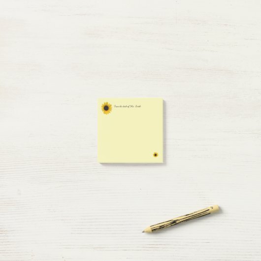 Zonnebloem, speciaal aangepast post-it® notes (Op bureau)