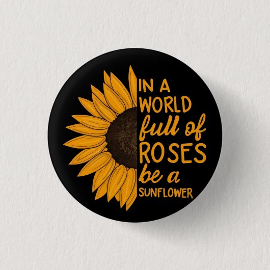 Zonnebloem speld│Inspirerend Cadeau│Positieve Badg Ronde Button 3,2 Cm (Voorkant)