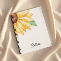 Zonnebloem Spiraal Notebook – Minimaal Waterverf