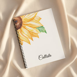 Zonnebloem Spiraal Notebook – Minimaal Waterverf Notitieboek