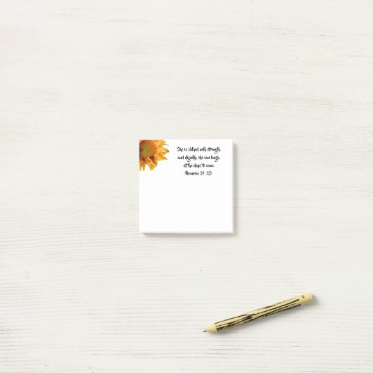 Zonnebloem Spreuken 31:25 Bijbelvers Post-it® Notes (Op bureau)
